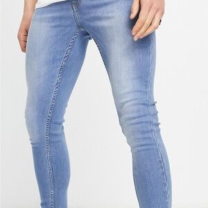 DTT Blue Skinny Jeans with Faded Effect and Stretch